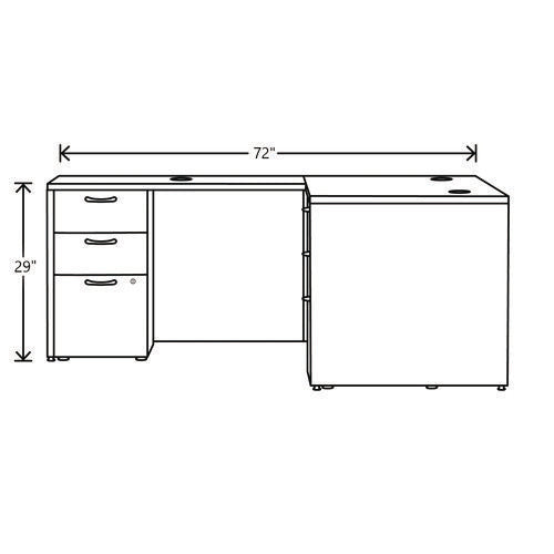 Mod L-station Double Pedestal Desk Bundle, 60" X 72" X 29", Slate Teak