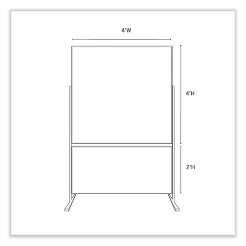 Double-sided Magnetic Porcelain Whiteboard And Vinyl Tackboard, 50.5" X 72.88", White/ivory Surface, Satin Aluminum Frame