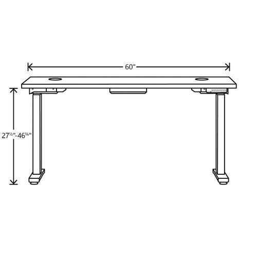 Mod Height Adjustable Desk Bundle, 60" X 30" X 27.5" To 46.75", Slate Teak/silver