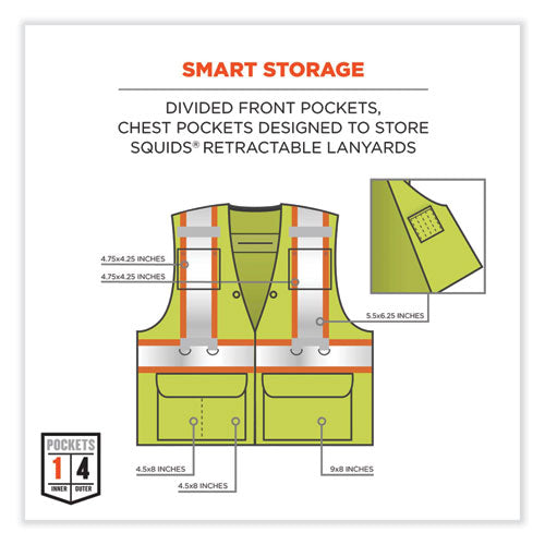 Glowear 8231tvk Class 2 Hi-vis Tool Tethering Safety Vest Kit, Polyester, Small/medium, Lime