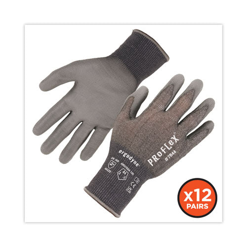 Proflex 7044 Ansi A4 Pu Coated Cr Gloves, Gray, Large, 12 Pairs/pack