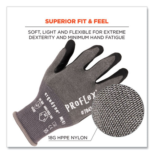 Proflex 7043 Ansi A4 Nitrile Coated Cr Gloves, Gray, Medium, 1 Pair