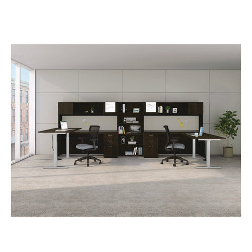 Mod Height Adjustable Desk Bundle, 60" X 30" X 27.5" To 46.75", Java Oak/silver