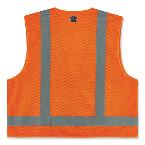 Glowear 8249z-s Single Size Class 2 Economy Surveyors Zipper Vest, Polyester, Small, Orange