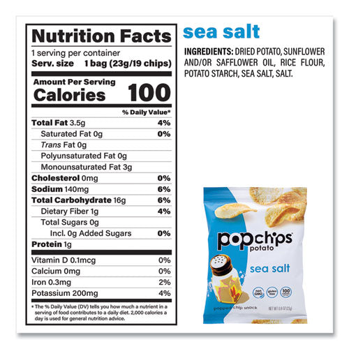 Potato Chips, Variety Pack, Barbeque, Sea Salt, Sour Cream And Onion, 0.8 Oz Bag, 30/pack