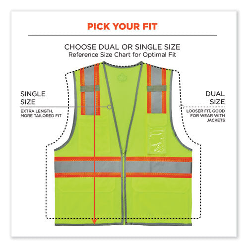 Glowear 8246z-s Single Size Class 2 Two-tone Mesh Vest, Polyester, Large, Lime