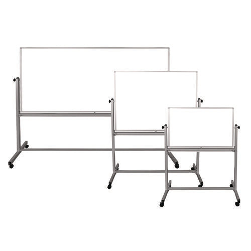 Mobile Magnetic Whiteboard, 60" X 40", White Surface, Silver Aluminum Frame