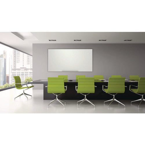 Magnetic Wall-mounted Glass Board, 96" X 48", White Surface, Frameless