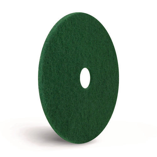 Scrubbing Pads, 12" Diameter, Green, 5/carton