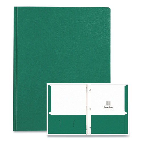 Pocket Folder With 3 Fasteners, 0.5" Capacity, 11 X 8.5, Dark Green, 25/box, 10 Boxes/carton