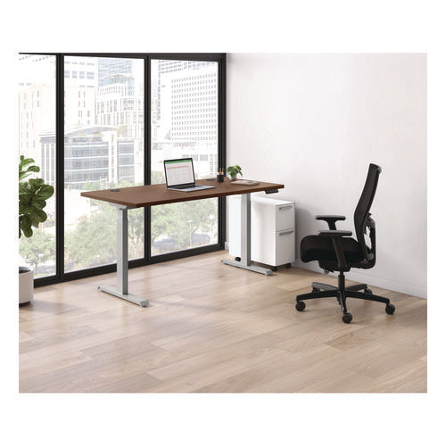 Mod Height Adjustable Desk Bundle, 60" X 30" X 27.5" To 47.75", Sepia Walnut/silver