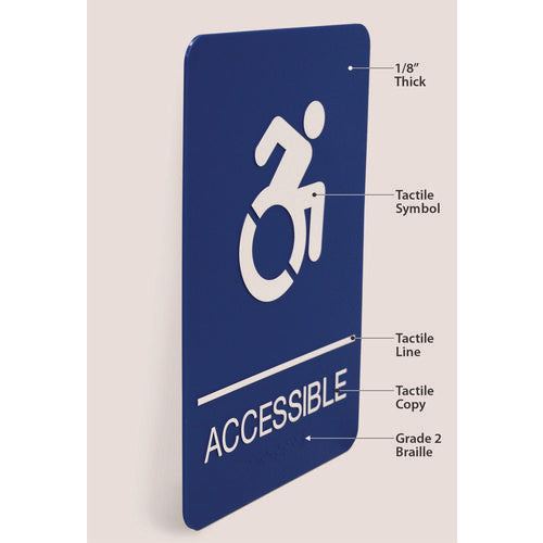 Ada Sign, Accessible, 6 X 9, Blue Face, White Graphics