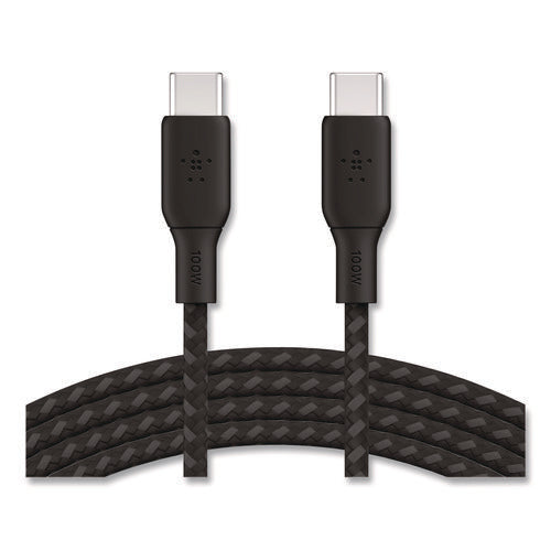 Boost Charge Braided Usb-c To Usb-c Cable, 100 W Power Delivery, 6.6 Ft, Black