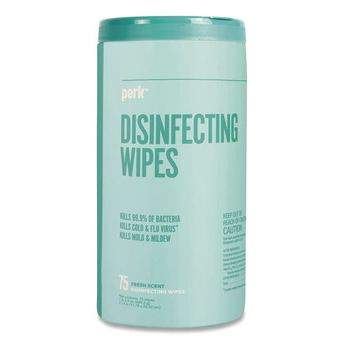 Disinfecting Wipes, 7 X 8, Fresh, White, 75 Wipes/canister, 6/carton