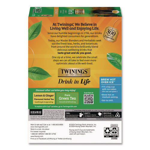 Tea K-cups, Decaf Green Tea, 0.11 Oz, 24/box