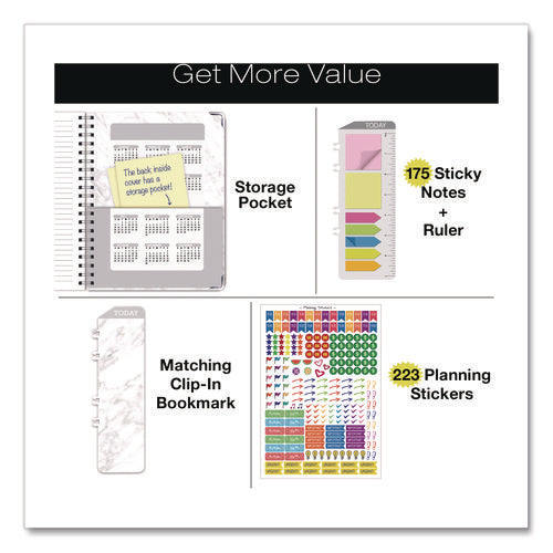 Marble Academic Year Weekly/monthly Planner, 11 X 8.5, White Marble Cover, 14-month: June 2024 To July 2025