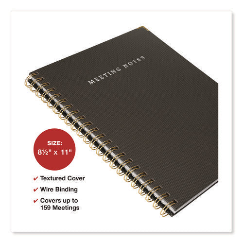 Meeting Notes Book, Space For Up To 159 Meetings, Meeting-minutes/notes Format, Black/gold Cover, (80) 11 X 8.5 Sheets