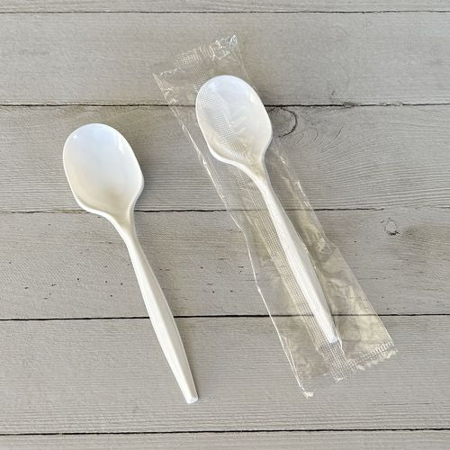 Mediumweight Wrapped Polypropylene Cutlery, Soup Spoon, White, 1,000/carton