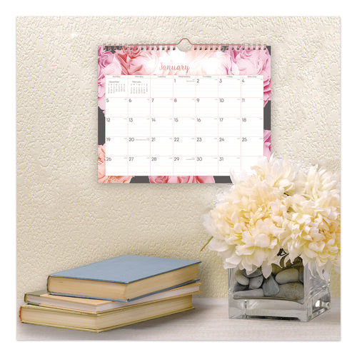 Joselyn Monthly Wall Calendar, Floral Artwork, 11 X 8.75, White/pink/peach Sheets, 12-month (jan To Dec): 2025