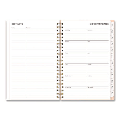 Natalya Weekly/monthly Planner, Abstract Artwork, 8 X 5, Peach-pink/white Cover, 12-month (jan To Dec): 2025