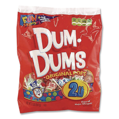 Dum-dum-pops, Assorted Flavors, Individually Wrapped, 2 Lb Bag, 200 Pieces/bag, 6 Bags/carton