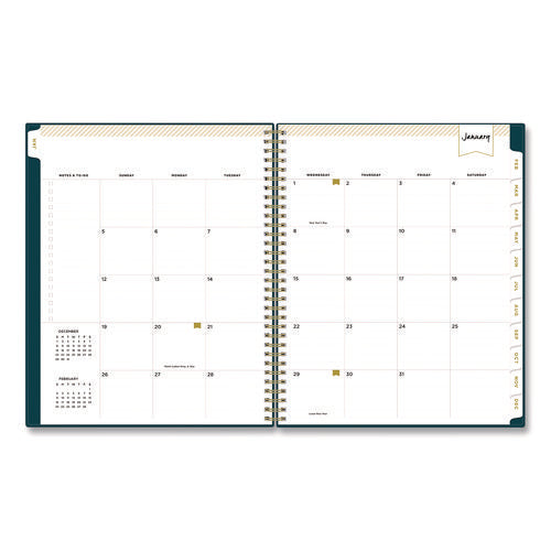 Day Designer Peacock Weekly/monthly Planner, 11 X 8.5, Blue-green/gold Cover, 12-month (jan To Dec): 2025