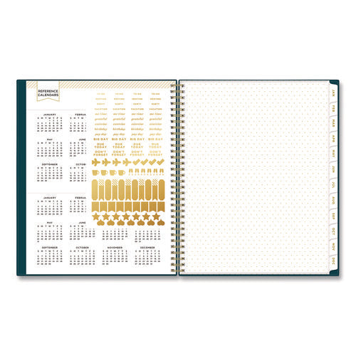 Day Designer Peacock Weekly/monthly Planner, 11 X 8.5, Blue-green/gold Cover, 12-month (jan To Dec): 2025