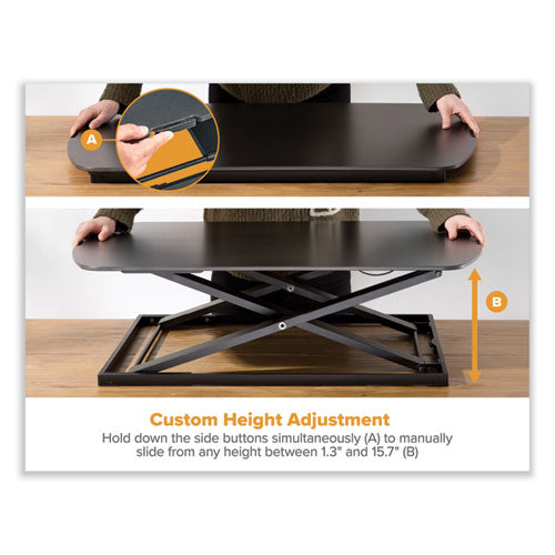 Manual Height Adjustable Standing Desk Converter, 22.05" X 31.34" X 1.26" To 15.75", Black