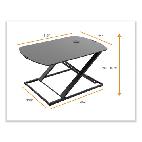 Manual Height Adjustable Standing Desk Converter, 22.05" X 31.34" X 1.26" To 15.75", Black