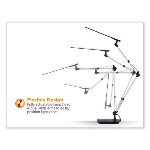 Dual Swing Arm Dimmable Desk Lamp, 19.69" High, Black