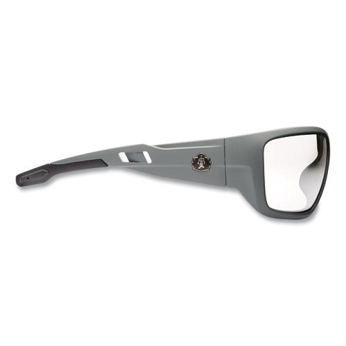 Skullerz Baldr Safety Glasses, Matte Gray Nylon Impact Frame, Anti-fog Clear Polycarbonate Lens