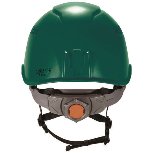 Skullerz 8977led Class C Safety Helmet With Led Light And Adjustable Venting, 6-point Ratchet Suspension, Green