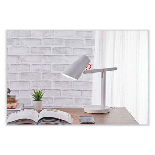 Office Led Desk Lamp With Qi Wireless Charging, 17.5" High, White Base