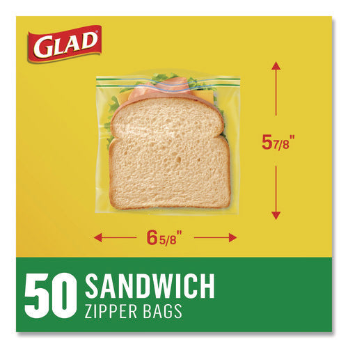 Zipper Food Storage Sandwich Bags, 6.63 X 5.88, Clear, 50 Bags/box