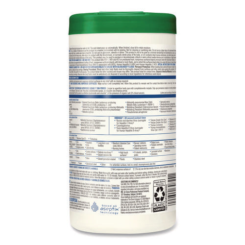 Hydrogen Peroxide Cleaner Disinfectant Wipes, 6.75 X 9, White, 95/canister