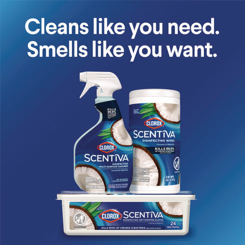 Scentiva Bleach Free Cleaning Wipes, 1-ply, 7.75 X 7, Pacific Breeze/coconut, White, 75/canister, 6 Canisters/carton