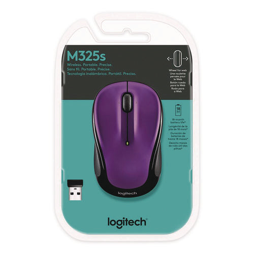 M325s Wireless Mouse, 2.4 Ghz Frequency, 32.8 Ft Wireless Range, Left/right Hand Use, Violet