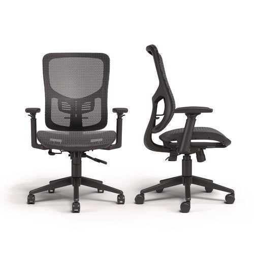 Hollins Ergonomic Mesh Swivel Task Chair, Supports Up To 275 Lb, 18.57 To 22.54 Seat Height, Black Seat/back, Black Base