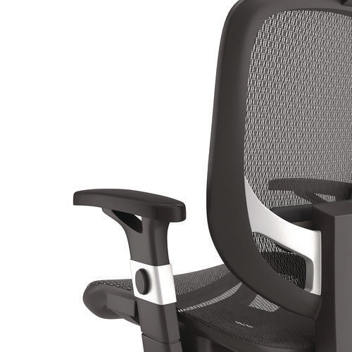 Minerva Ergonomic Mesh Swivel Task Chair, Supports Up To 275 Lb, 17.24 To 20.98 Seat Height, Black Seat/back, Black Base