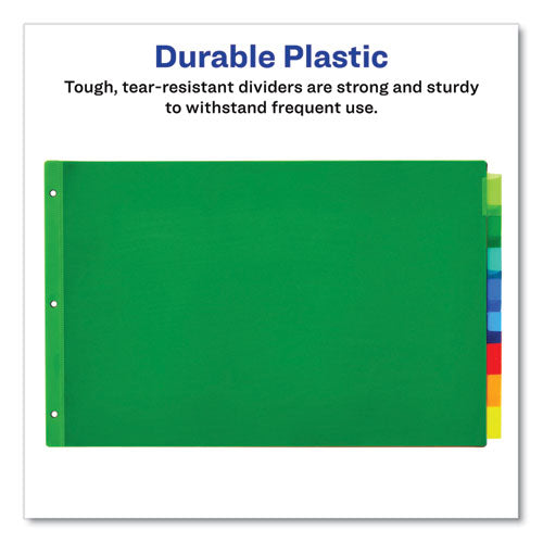 Insertable Big Tab Plastic Dividers, 8-tab, 11 X 17, Green, 1 Set