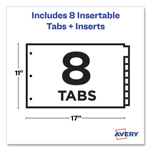 Insertable Big Tab Plastic Dividers, 8-tab, 11 X 17, Green, 1 Set