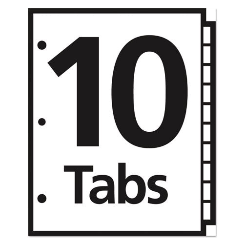 Table 'n Tabs Dividers, 10-tab, 1 To 10, 11 X 8.5, White, White Tabs, 1 Set