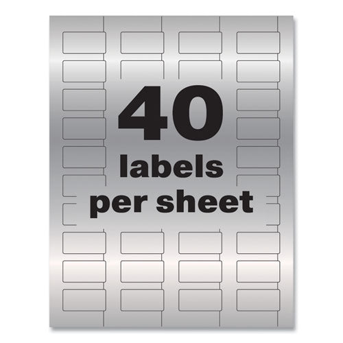 Permatrack Metallic Asset Tag Labels, Laser Printers, 0.75 X 1.5, Metallic Silver, 40/sheet, 8 Sheets/pack