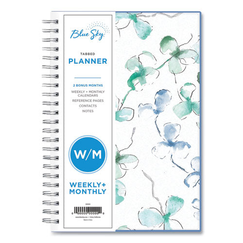 Lindley Weekly/monthly Planner, Lindley Floral Artwork, 8 X 5, White/blue/green Cover, 12-month (jan To Dec): 2024