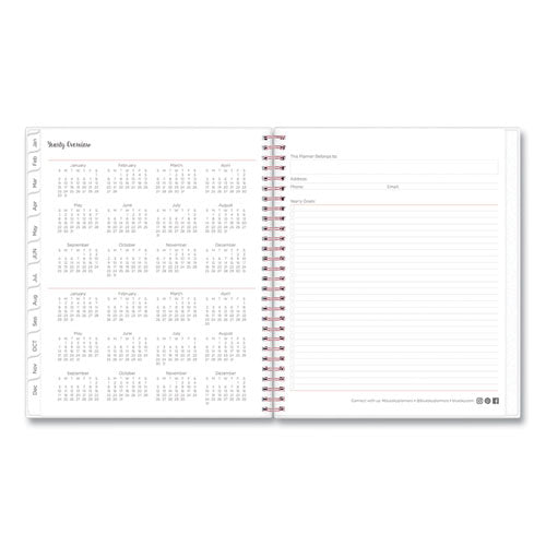 Joselyn Monthly Wirebound Planner, Joselyn Floral Artwork, 10 X 8, Pink/peach/black Cover, 12-month (jan To Dec): 2024