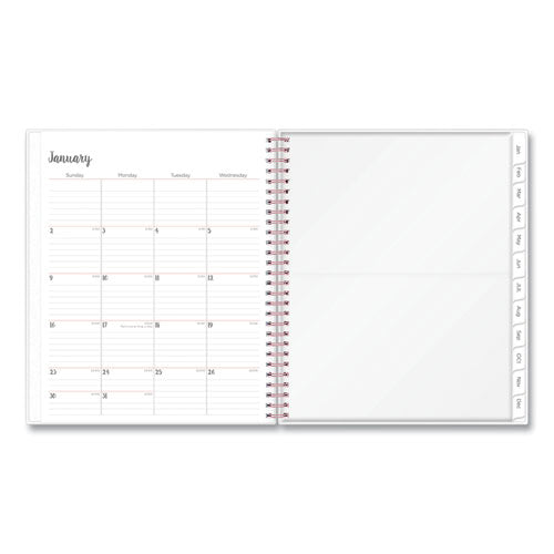 Joselyn Monthly Wirebound Planner, Joselyn Floral Artwork, 10 X 8, Pink/peach/black Cover, 12-month (jan To Dec): 2024