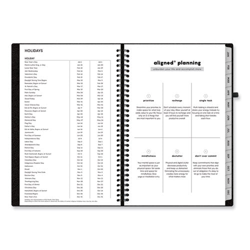 Aligned Weekly/monthly Planner, 8 X 5, Black Cover, 12-month (jan To Dec): 2024