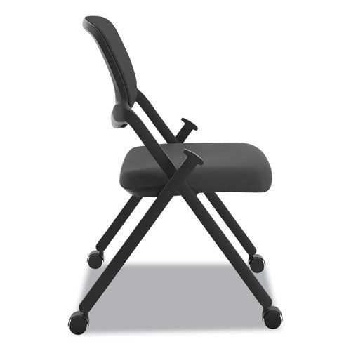 Vl304 Mesh Back Nesting Chair, Supports Up To 250 Lb, 19" Seat Height, Black Seat, Black Back, Black Base