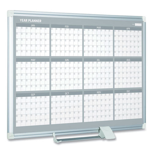 Magnetic Dry Erase Calendar Board, 12-month, 36 X 24, White Surface, Silver Aluminum Frame