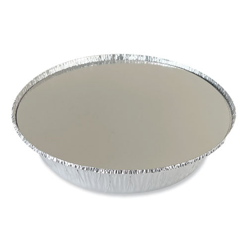 Round Aluminum To-go Containers With Lid, 48 Oz, 9" Diameter X 1.66"h, Silver, 200/carton